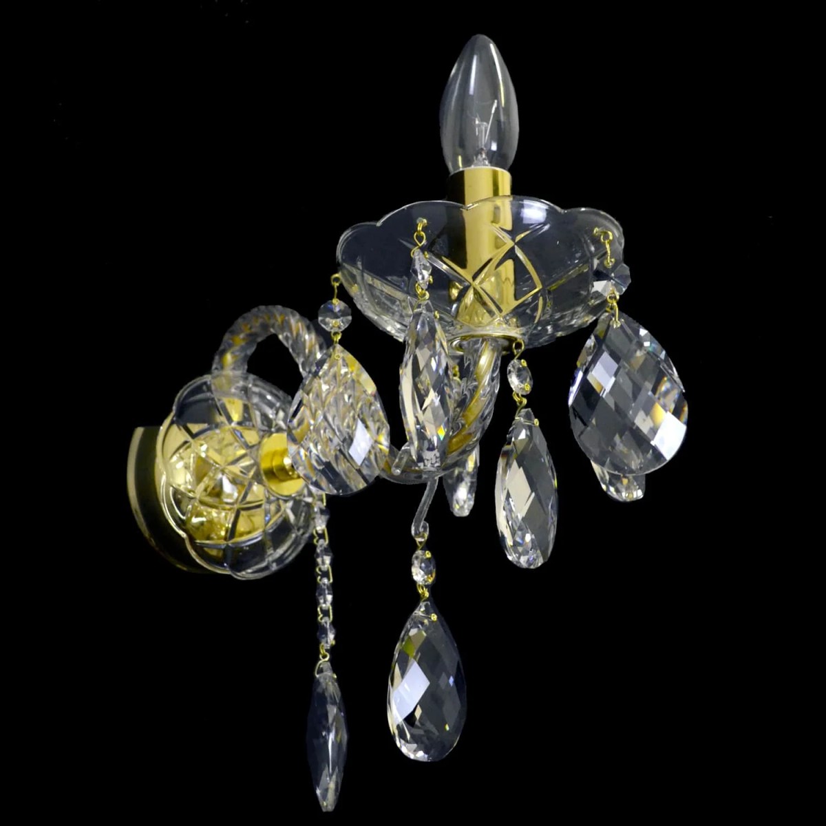 Casa Padrino Lámpara de pared de cristal barroco de lujo Oro 10 x 20 x H. 25 cm - Suntuosa Lámpara de pared de latón con cristal de Bohemia - Muebles barrocos - Noble y suntuosa Casa Padrino Lámpara de pared de cristal barroco de lujo Oro 10 x 20 x H. 25 cm - Suntuosa Lámpara de pared de latón con cristal de Bohemia - Muebles barrocos - Noble y suntuosa