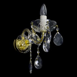 Casa Padrino Lámpara de pared de cristal barroco de lujo Oro 10 x 20 x H. 25 cm - Suntuosa Lámpara de pared de latón con cristal de Bohemia - Muebles barrocos - Noble y suntuosa Casa Padrino Lámpara de pared de cristal barroco de lujo Oro 10 x 20 x H. 25 cm - Suntuosa Lámpara de pared de latón con cristal de Bohemia - Muebles barrocos - Noble y suntuosa