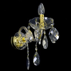 Casa Padrino Lámpara de pared de cristal barroco de lujo Oro 10 x 20 x H. 25 cm - Suntuosa Lámpara de pared de latón con cristal de Bohemia - Muebles barrocos - Noble y suntuosa Casa Padrino Lámpara de pared de cristal barroco de lujo Oro 10 x 20 x H. 25 cm - Suntuosa Lámpara de pared de latón con cristal de Bohemia - Muebles barrocos - Noble y suntuosa