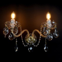 Casa Padrino Lampada da parete in cristallo barocco di lusso Oro 40 x 20 x H. 24 cm - Sontuosa Lampada da parete in ottone con cristallo di Boemia - Mobili barocchi - Nobile e sontuoso Casa Padrino Lampada da parete in cristallo barocco di lusso Oro 40 x 20 x H. 24 cm - Sontuosa Lampada da parete in ottone con cristallo di Boemia - Mobili barocchi - Nobile e sontuoso