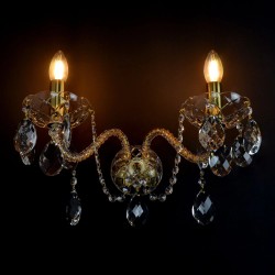 Casa Padrino Lampada da parete in cristallo barocco di lusso Oro 40 x 20 x H. 24 cm - Sontuosa Lampada da parete in ottone con cristallo di Boemia - Mobili barocchi - Nobile e sontuoso Casa Padrino Lampada da parete in cristallo barocco di lusso Oro 40 x 20 x H. 24 cm - Sontuosa Lampada da parete in ottone con cristallo di Boemia - Mobili barocchi - Nobile e sontuoso