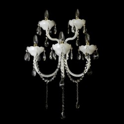 Casa Padrino Lampada da parete in cristallo barocco di lusso Argento 50 x 26 x H. 65 cm - Sontuosa Lampada da parete in ottone con cristallo di Boemia - Mobili barocchi - Nobile e sontuoso Casa Padrino Lampada da parete in cristallo barocco di lusso Argento 50 x 26 x H. 65 cm - Sontuosa Lampada da parete in ottone con cristallo di Boemia - Mobili barocchi - Nobile e sontuoso