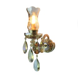 Casa Padrino Lampada da parete in cristallo barocco di lusso Oro 10 x 23 x H. 34 cm - Sontuosa Lampada da parete in ottone con cristallo di Boemia - Mobili barocchi - Nobile e sontuoso