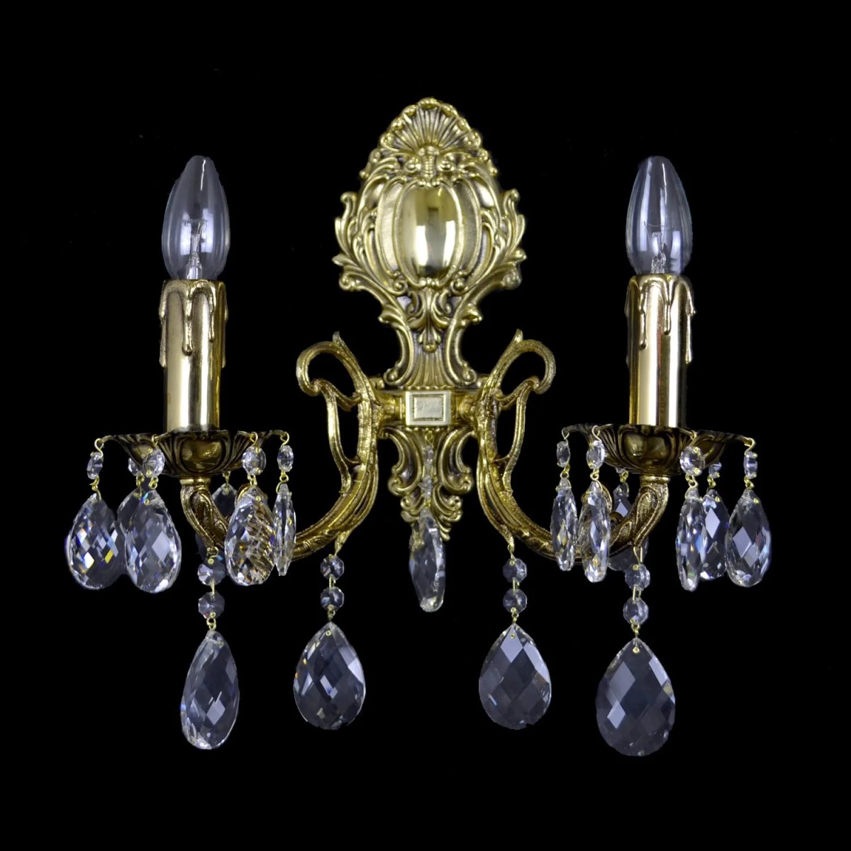 Casa Padrino Lampada da parete in cristallo barocco di lusso Oro 40 x 16 x H. 40 cm - Sontuosa Lampada da parete in ottone con cristallo di Boemia - Mobili barocchi - Nobile e sontuoso Casa Padrino Lampada da parete in cristallo barocco di lusso Oro 40 x 16 x H. 40 cm - Sontuosa Lampada da parete in ottone con cristallo di Boemia - Mobili barocchi - Nobile e sontuoso