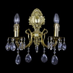 Casa Padrino Lampada da parete in cristallo barocco di lusso Oro 40 x 16 x H. 40 cm - Sontuosa Lampada da parete in ottone con cristallo di Boemia - Mobili barocchi - Nobile e sontuoso Casa Padrino Lampada da parete in cristallo barocco di lusso Oro 40 x 16 x H. 40 cm - Sontuosa Lampada da parete in ottone con cristallo di Boemia - Mobili barocchi - Nobile e sontuoso