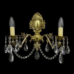 Casa Padrino Lampada da parete in cristallo barocco di lusso Oro 40 x 20 x H. 37 cm - Sontuosa Lampada da parete in ottone con cristallo di Boemia - Mobili barocchi - Nobile e sontuoso Casa Padrino Lampada da parete in cristallo barocco di lusso Oro 40 x 20 x H. 37 cm - Sontuosa Lampada da parete in ottone con cristallo di Boemia - Mobili barocchi - Nobile e sontuoso