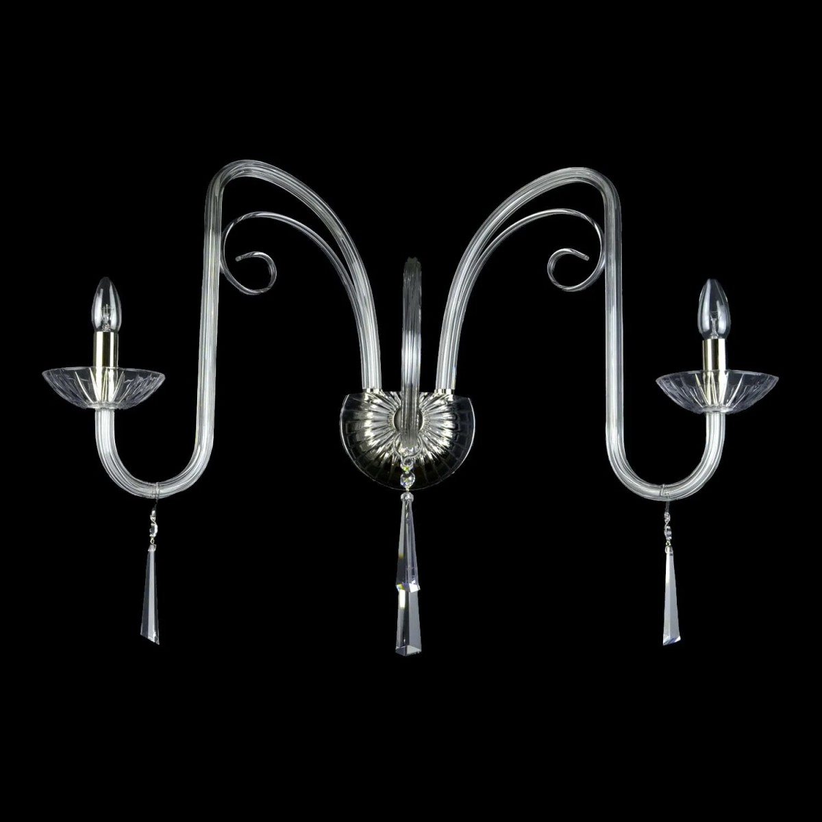 Casa Padrino Lampada da parete in cristallo barocco di lusso Argento 75 x 45 x H. 30 cm - Sontuosa Lampada da parete in ottone con cristallo di Boemia - Mobili barocchi - Nobile e sontuoso Casa Padrino Lampada da parete in cristallo barocco di lusso Argento 75 x 45 x H. 30 cm - Sontuosa Lampada da parete in ottone con cristallo di Boemia - Mobili barocchi - Nobile e sontuoso