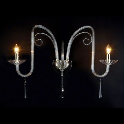 Casa Padrino Lampada da parete in cristallo barocco di lusso Argento 75 x 45 x H. 30 cm - Sontuosa Lampada da parete in ottone con cristallo di Boemia - Mobili barocchi - Nobile e sontuoso Casa Padrino Lampada da parete in cristallo barocco di lusso Argento 75 x 45 x H. 30 cm - Sontuosa Lampada da parete in ottone con cristallo di Boemia - Mobili barocchi - Nobile e sontuoso