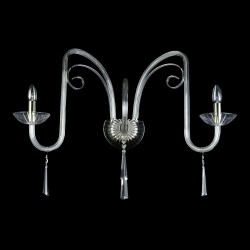 Casa Padrino Lampada da parete in cristallo barocco di lusso Argento 75 x 45 x H. 30 cm - Sontuosa Lampada da parete in ottone con cristallo di Boemia - Mobili barocchi - Nobile e sontuoso Casa Padrino Lampada da parete in cristallo barocco di lusso Argento 75 x 45 x H. 30 cm - Sontuosa Lampada da parete in ottone con cristallo di Boemia - Mobili barocchi - Nobile e sontuoso