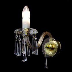 Casa Padrino Lampada da tavolo in cristallo barocco di lusso Oro 10 x 17 x H. 20 cm - Sontuosa Lampada da tavolo in ottone con cristallo di Boemia - Mobili barocchi - Nobile e sontuoso