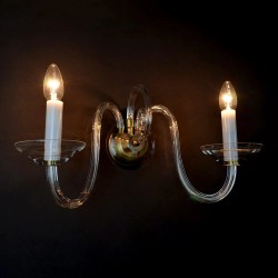 Casa Padrino Lampada da parete in cristallo barocco di lusso Argento 36 x 17 x H. 20 cm - Sontuosa Lampada da parete in ottone con cristallo di Boemia - Mobili barocchi - Nobile e sontuoso