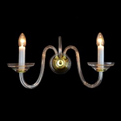 Casa Padrino Luxus Barock Kristall Wandleuchte Gold 36 x 17 x H. 20 cm - Prunkvolle Messing Wandleuchte mit böhmischem Kristallglas - Barock Möbel - Edel & Prunkvoll