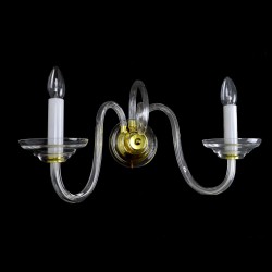 Casa Padrino Luxus Barock Kristall Wandleuchte Gold 36 x 17 x H. 20 cm - Prunkvolle Messing Wandleuchte mit böhmischem Kristallglas - Barock Möbel - Edel & Prunkvoll