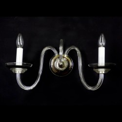 Casa Padrino Luxus Barock Kristall Wandleuchte Silber 36 x 17 x H. 20 cm - Prunkvolle Messing Wandleuchte mit böhmischem Kristallglas - Barock Möbel - Edel & Prunkvoll Casa Padrino Luxus Barock Kristall Wandleuchte Silber 36 x 17 x H. 20 cm - Prunkvolle Messing Wandleuchte mit böhmischem Kristallglas - Barock Möbel - Edel & Prunkvoll