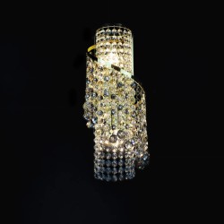 Casa Padrino Lampada da parete in cristallo barocco di lusso Oro 20 x 16 x H. 40 cm - Sontuosa Lampada da parete in ottone con cristallo di Boemia - Mobili barocchi - Nobile e sontuoso