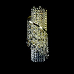 Casa Padrino Lampada da parete in cristallo barocco di lusso Oro 20 x 16 x H. 40 cm - Sontuosa Lampada da parete in ottone con cristallo di Boemia - Mobili barocchi - Nobile e sontuoso
