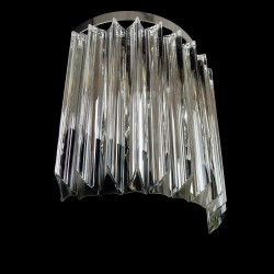 Casa Padrino Lampada da parete in cristallo barocco di lusso Argento 25 x 12.5 x H. 31 cm - Sontuosa Lampada da parete in ottone con cristallo di Boemia - Mobili barocchi - Nobile e sontuoso