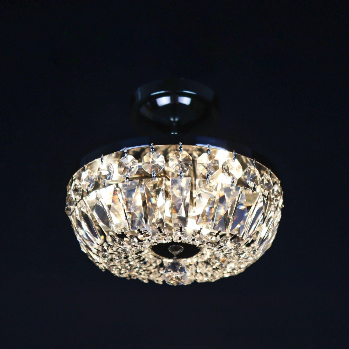 Casa Padrino Luxus Barock Kristall Deckenleuchte Silber Ø 30 x H. 16 cm - Prunkvolle Messing Deckenleuchte mit böhmischem Kristallglas - Barock Möbel - Edel & Prunkvoll Casa Padrino Luxus Barock Kristall Deckenleuchte Silber Ø 30 x H. 16 cm - Prunkvolle Messing Deckenleuchte mit böhmischem Kristallglas - Barock Möbel - Edel & Prunkvoll