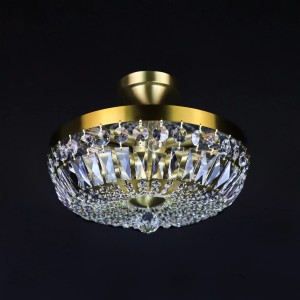 Casa Padrino Luxus Barock Kristall Deckenleuchte Gold Ø 40 x H. 17 cm - Prunkvolle Messing Deckenleuchte mit böhmischem Kristallglas - Barock Möbel - Edel & Prunkvoll