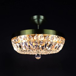 Casa Padrino Luxus Barock Kristall Deckenleuchte Gold Ø 40 x H. 17 cm - Prunkvolle Messing Deckenleuchte mit böhmischem Kristallglas - Barock Möbel - Edel & Prunkvoll