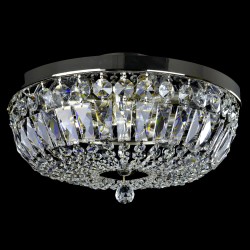 Casa Padrino Luxus Barock Kristall Deckenleuchte Silber Ø 40 x H. 17 cm - Prunkvolle Messing Deckenleuchte mit böhmischem Kristallglas - Barock Möbel - Edel & Prunkvoll