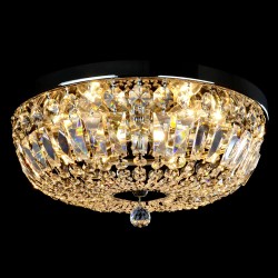 Casa Padrino Luxus Barock Kristall Deckenleuchte Silber Ø 40 x H. 17 cm - Prunkvolle Messing Deckenleuchte mit böhmischem Kristallglas - Barock Möbel - Edel & Prunkvoll