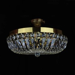 Casa Padrino Luxus Barock Kristall Deckenleuchte Gold Ø 50 x H. 18 cm - Prunkvolle Messing Deckenleuchte mit böhmischem Kristallglas - Barock Möbel - Edel & Prunkvoll