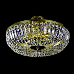 Casa Padrino Luxus Barock Kristall Deckenleuchte Gold Ø 60 x H. 19 cm - Prunkvolle Messing Deckenleuchte mit böhmischem Kristallglas - Barock Möbel - Edel & Prunkvoll