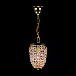 Casa Padrino Luxury Crystal Pendant Lamp Gold Ø 15 x H. 20 cm - Magnificent Brass Pendant Lamp with Bohemian Crystal Glass - Baroque Furniture - Noble & Magnificent