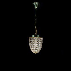 Casa Padrino Luxury Crystal Pendant Lamp Gold Ø 15 x H. 20 cm - Magnificent Brass Pendant Lamp with Bohemian Crystal Glass - Baroque Furniture - Noble & Magnificent