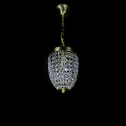 Casa Padrino Luxury Crystal Pendant Lamp Gold Ø 15 x H. 20 cm - Magnificent Brass Pendant Lamp with Bohemian Crystal Glass - Baroque Furniture - Noble & Magnificent