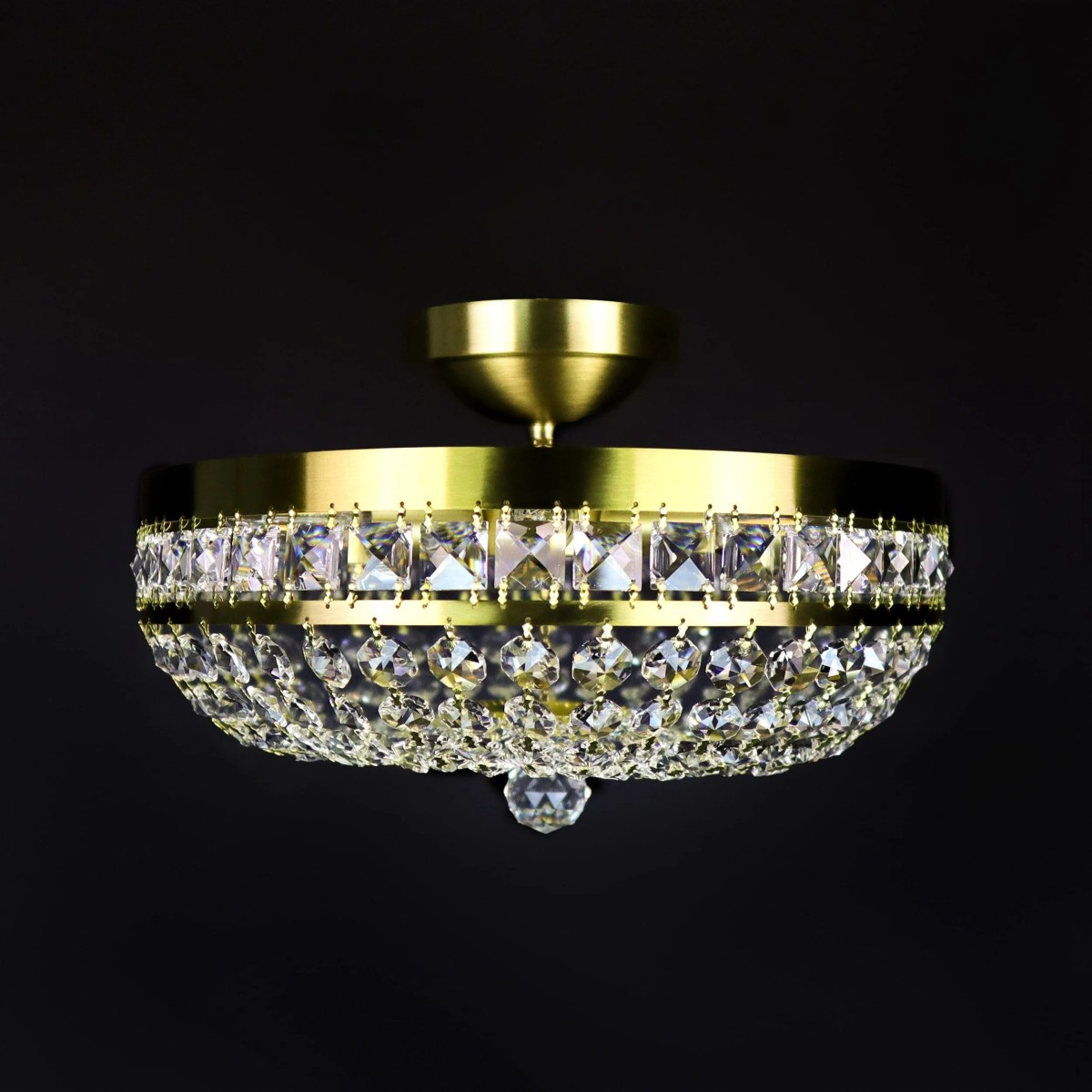 Casa Padrino Lampada da soffitto in cristallo barocco di lusso Oro Ø 40 x H. 17 cm - Sontuosa Lampada da soffitto in ottone con cristallo di Boemia - Mobili barocchi - Nobile e sontuoso Casa Padrino Lampada da soffitto in cristallo barocco di lusso Oro Ø 40 x H. 17 cm - Sontuosa Lampada da soffitto in ottone con cristallo di Boemia - Mobili barocchi - Nobile e sontuoso
