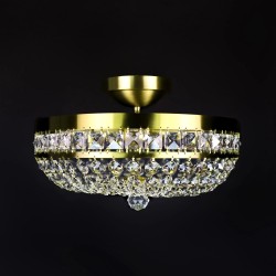 Casa Padrino Lampada da soffitto in cristallo barocco di lusso Oro Ø 40 x H. 17 cm - Sontuosa Lampada da soffitto in ottone con cristallo di Boemia - Mobili barocchi - Nobile e sontuoso Casa Padrino Lampada da soffitto in cristallo barocco di lusso Oro Ø 40 x H. 17 cm - Sontuosa Lampada da soffitto in ottone con cristallo di Boemia - Mobili barocchi - Nobile e sontuoso