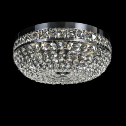 Casa Padrino Lámpara de techo de cristal barroco de lujo Plata Ø 40 x H. 17 cm - Suntuosa Lámpara de techo de latón con cristal de Bohemia - Muebles barrocos - Noble y suntuosa