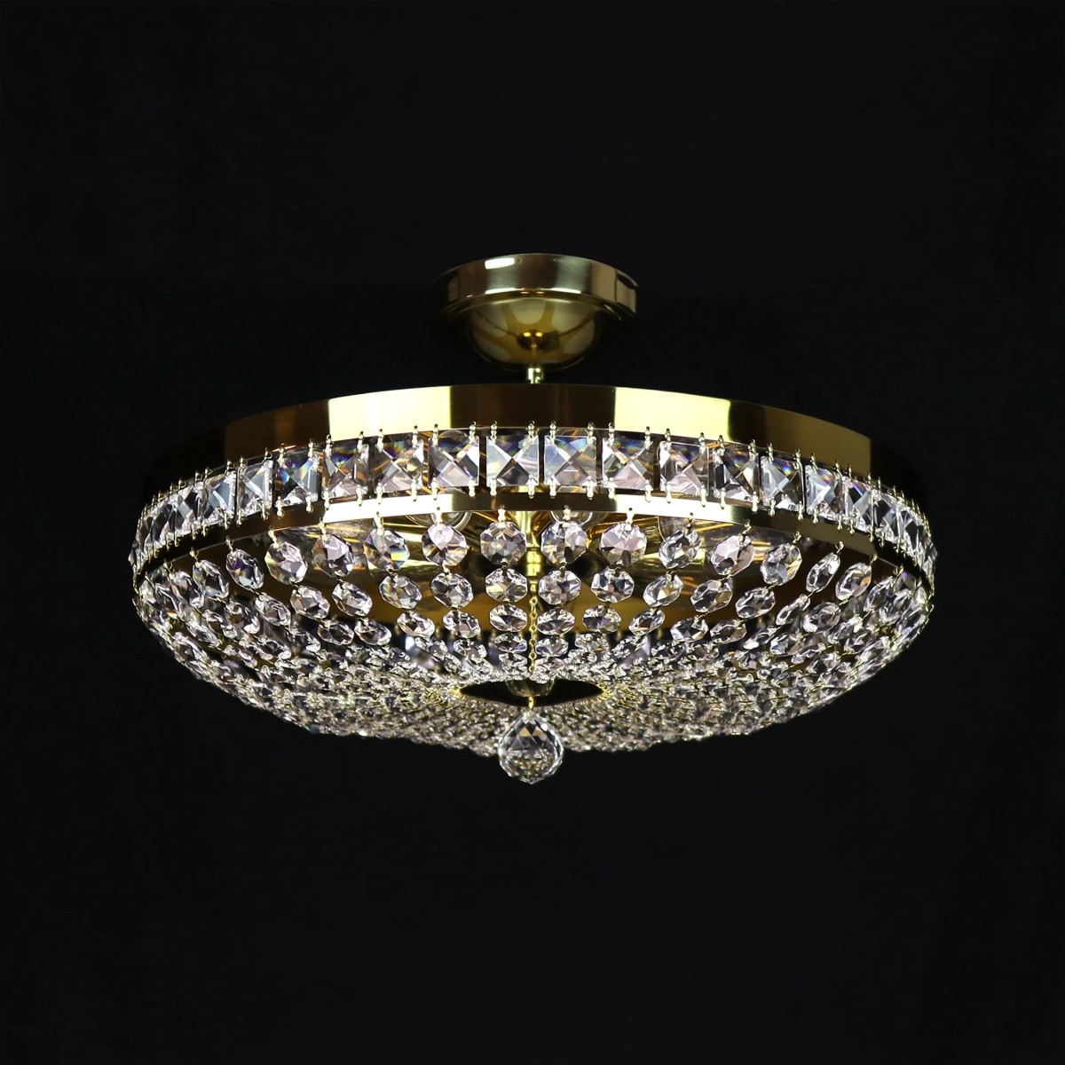 Casa Padrino Luxury Baroque Crystal Ceiling Lamp Gold Ø 50 x H. 18 cm - Magnificent Brass Ceiling Lamp with Bohemian Crystal Glass - Baroque Furniture - Noble & Magnificent Casa Padrino Luxury Baroque Crystal Ceiling Lamp Gold Ø 50 x H. 18 cm - Magnificent Brass Ceiling Lamp with Bohemian Crystal Glass - Baroque Furniture - Noble & Magnificent