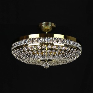 Casa Padrino Luxus Barock Kristall Deckenleuchte Gold Ø 50 x H. 18 cm - Prunkvolle Messing Deckenleuchte mit böhmischem Kristallglas - Barock Möbel - Edel & Prunkvoll