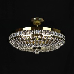 Casa Padrino Luxury Baroque Crystal Ceiling Lamp Gold Ø 50 x H. 18 cm - Magnificent Brass Ceiling Lamp with Bohemian Crystal Glass - Baroque Furniture - Noble & Magnificent Casa Padrino Luxury Baroque Crystal Ceiling Lamp Gold Ø 50 x H. 18 cm - Magnificent Brass Ceiling Lamp with Bohemian Crystal Glass - Baroque Furniture - Noble & Magnificent