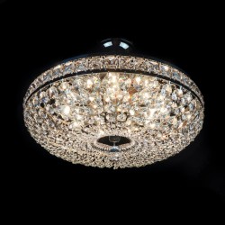 Casa Padrino Lámpara de techo de cristal barroco de lujo Plata Ø 50 x H. 18 cm - Suntuosa Lámpara de techo de latón con cristal de Bohemia - Muebles barrocos - Noble y suntuosa