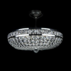 Casa Padrino Lámpara de techo de cristal barroco de lujo Plata Ø 50 x H. 18 cm - Suntuosa Lámpara de techo de latón con cristal de Bohemia - Muebles barrocos - Noble y suntuosa