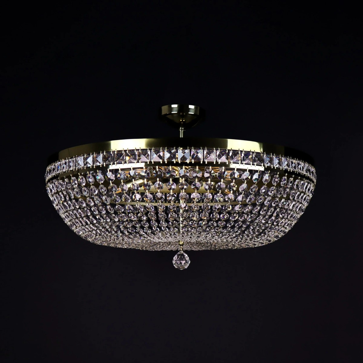 Casa Padrino Luxury Baroque Crystal Ceiling Lamp Gold Ø 60 x H. 30 cm - Magnificent Brass Ceiling Lamp with Bohemian Crystal Glass - Baroque Furniture - Noble & Magnificent Casa Padrino Luxury Baroque Crystal Ceiling Lamp Gold Ø 60 x H. 30 cm - Magnificent Brass Ceiling Lamp with Bohemian Crystal Glass - Baroque Furniture - Noble & Magnificent