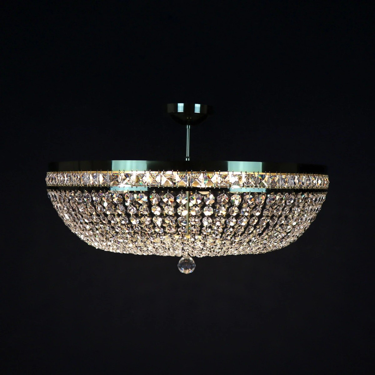 Casa Padrino Luxury Baroque Crystal Ceiling Lamp Gold Ø 60 x H. 30 cm - Magnificent Brass Ceiling Lamp with Bohemian Crystal Glass - Baroque Furniture - Noble & Magnificent Casa Padrino Luxury Baroque Crystal Ceiling Lamp Gold Ø 60 x H. 30 cm - Magnificent Brass Ceiling Lamp with Bohemian Crystal Glass - Baroque Furniture - Noble & Magnificent
