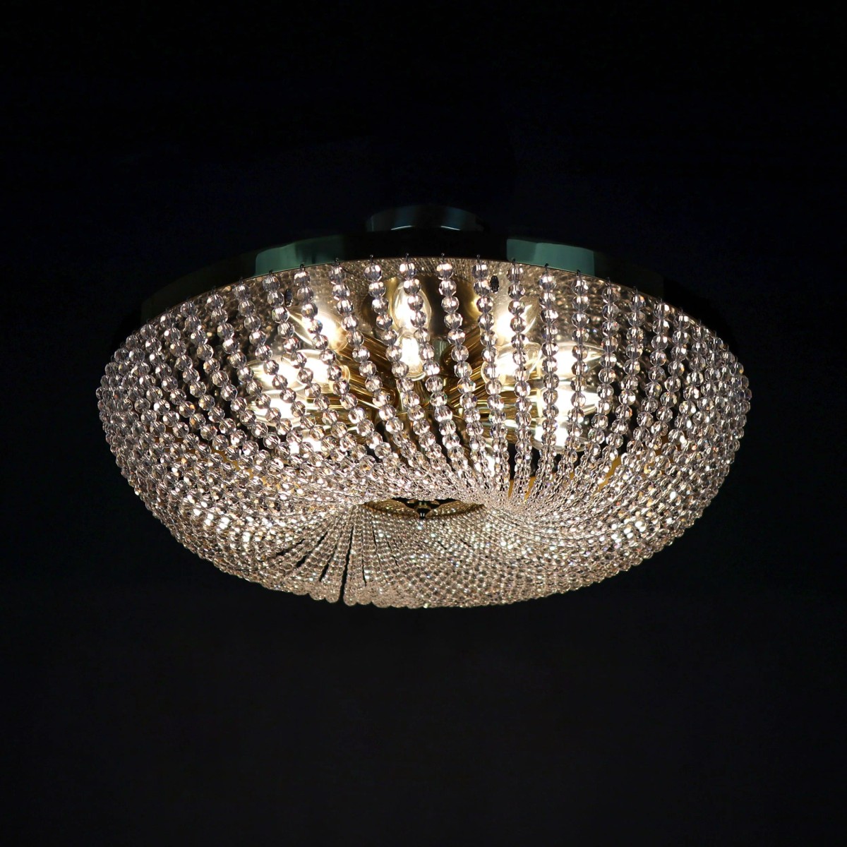 Casa Padrino Luxury Baroque Crystal Ceiling Lamp Gold Ø 60 x H. 17 cm - Magnificent Brass Ceiling Lamp with Bohemian Crystal Glass - Baroque Furniture - Noble & Magnificent Casa Padrino Luxury Baroque Crystal Ceiling Lamp Gold Ø 60 x H. 17 cm - Magnificent Brass Ceiling Lamp with Bohemian Crystal Glass - Baroque Furniture - Noble & Magnificent