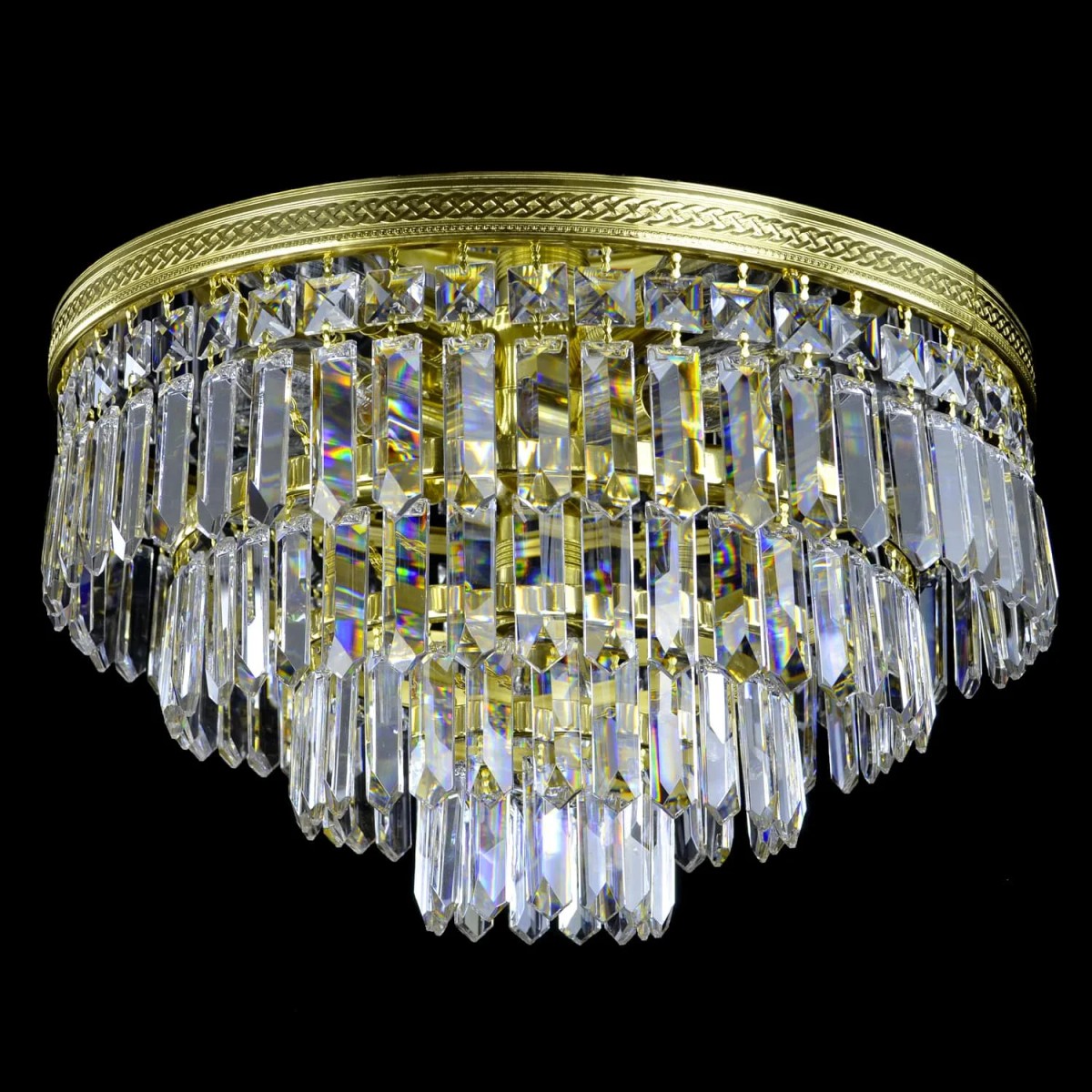 Casa Padrino Plafonnier en cristal de luxe Or Ø 40 x H. 20 cm - Somptueuse Plafonnier en laiton avec cristal de Bohême - Meubles baroques - Noble & somptueux Casa Padrino Plafonnier en cristal de luxe Or Ø 40 x H. 20 cm - Somptueuse Plafonnier en laiton avec cristal de Bohême - Meubles baroques - Noble & somptueux
