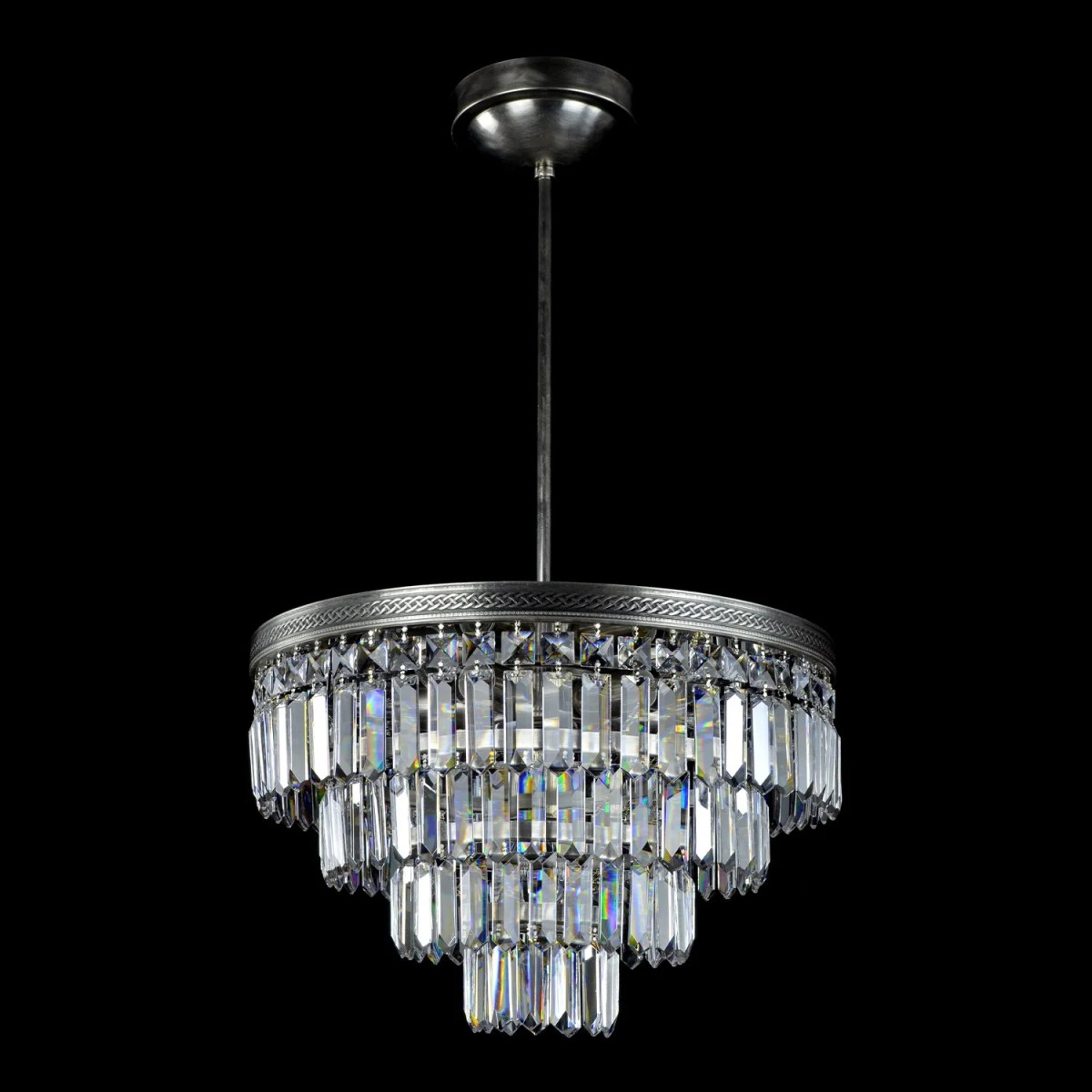 Casa Padrino Plafonnier en cristal de luxe Argent Ø 40 x H. 20 cm - Somptueuse Plafonnier en laiton avec cristal de Bohême - Meubles baroques - Noble & somptueux Casa Padrino Plafonnier en cristal de luxe Argent Ø 40 x H. 20 cm - Somptueuse Plafonnier en laiton avec cristal de Bohême - Meubles baroques - Noble & somptueux