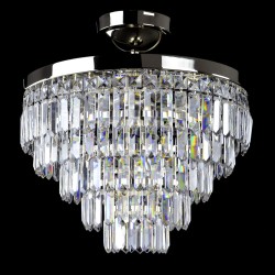 Casa Padrino Plafonnier en cristal de luxe Argent Ø 40 x H. 20 cm - Somptueuse Plafonnier en laiton avec cristal de Bohême - Meubles baroques - Noble & somptueux