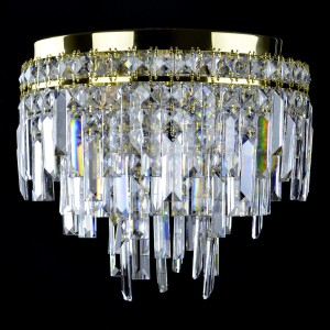 Casa Padrino Luxury Crystal Chandelier Gold Ø 35 x H. 30 cm - Magnificent Brass Chandelier with Bohemian Crystal Glass - Baroque Furniture - Noble & Magnificent Casa Padrino Luxury Crystal Chandelier Gold Ø 35 x H. 30 cm - Magnificent Brass Chandelier with Bohemian Crystal Glass - Baroque Furniture - Noble & Magnificent