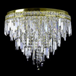 Casa Padrino Lustre en cristal de luxe Or Ø 70 x H. 60 cm - Somptueuse Lustre en laiton avec cristal de Bohême - Meubles baroques - Noble & somptueux Casa Padrino Lustre en cristal de luxe Or Ø 70 x H. 60 cm - Somptueuse Lustre en laiton avec cristal de Bohême - Meubles baroques - Noble & somptueux