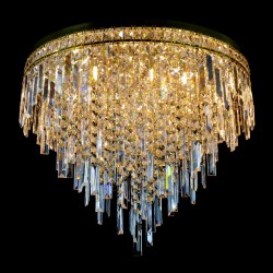 Casa Padrino Lustre en cristal de luxe Or Ø 70 x H. 60 cm - Somptueuse Lustre en laiton avec cristal de Bohême - Meubles baroques - Noble & somptueux Casa Padrino Lustre en cristal de luxe Or Ø 70 x H. 60 cm - Somptueuse Lustre en laiton avec cristal de Bohême - Meubles baroques - Noble & somptueux
