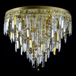 Casa Padrino Lustre en cristal de luxe Or Ø 70 x H. 60 cm - Somptueuse Lustre en laiton avec cristal de Bohême - Meubles baroques - Noble & somptueux Casa Padrino Lustre en cristal de luxe Or Ø 70 x H. 60 cm - Somptueuse Lustre en laiton avec cristal de Bohême - Meubles baroques - Noble & somptueux