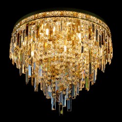 Casa Padrino Lustre en cristal de luxe Or Ø 70 x H. 60 cm - Somptueuse Lustre en laiton avec cristal de Bohême - Meubles baroques - Noble & somptueux Casa Padrino Lustre en cristal de luxe Or Ø 70 x H. 60 cm - Somptueuse Lustre en laiton avec cristal de Bohême - Meubles baroques - Noble & somptueux